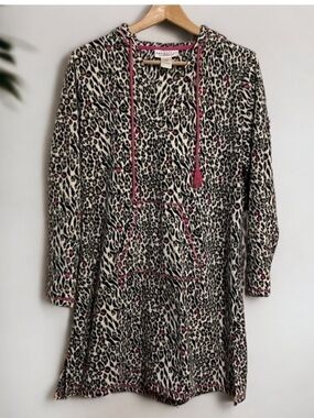 Catalog Favorites Women’s Leopard Print Hoodie Night Dress Size L With Pocket
